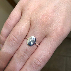 Серебро Модные кольца из сплава, особый интерес, для женщин, овал с цветком рождения, серебряные, размер США 8 (18.1 мм)