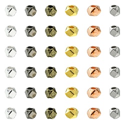Mixed Color 100Pcs 5 Colors Polyhedron Alloy Finding Beads, Lead Free & Cadmium Free, Mixed Color, 3x3x3mm, Hole: 1mm, 20pcs/color