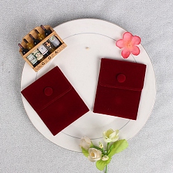 Темно-Красный Квадратные бархатные мешочки для украшений, подарочные пакеты для ювелирных изделий с кнопкой, для кольца, ожерелья, серьги, браслета, темно-красный, 7x7 см