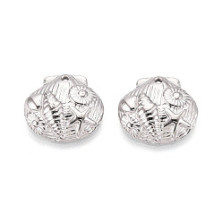 Нержавеющая Сталь Цвет 304 Ракушка из нержавеющей стали с подвесками в виде морских звезд и раковин, цвет нержавеющей стали, 19x20x5 мм, отверстие : 1.2 мм