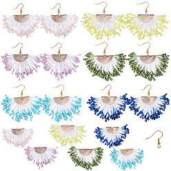 Mixed Color DIY Earring Making, with Polycotton(Polyester Cotton) Tassel Pendant Decorations, with Foam and Brass Findings, Mixed Color
