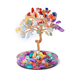 Смешанные камни Украшения из натурального смешанного камня, украшения для домашнего офиса, дерево, золотые, 90~100x60 мм