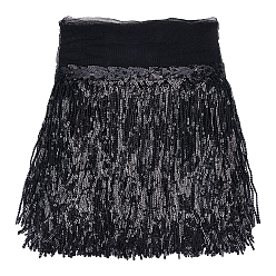 Черный Отделка кисточками из пайеток, чёрные, 250 мм, кисточка: около 180 мм