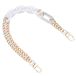 White Resin Bag Handles, with Alloy Clasps, for Bag Straps Replacement Accessories, White, 36cm