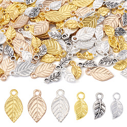 (52) Непрозрачная лаванда 120 шт 6 стили сплава подвески в тибетском стиле, лист, разноцветные, 10.5~14.5x5~8x1~1.5 мм, отверстие : 1.4 мм, 20 шт / стиль