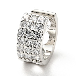 Платина Массивные серьги-каффы в форме буквы "С" из прозрачного циркония, украшения из латуни для женщин, без кадмия и без свинца, платина, 6x12.5 мм