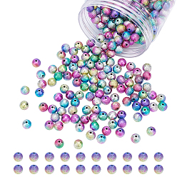 Colorful Spray Painted Acrylic Beads, Matte Style, Round, Colorful, 8mm, Hole: 1.9mm, 300pcs/box