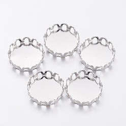 Платина Латунный кружевной ободок, кабошон настройки, без кадмия и без свинца, плоско-круглые, платина, лоток : 10 мм