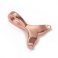 Розовое Золото Латунь прелести, долговечный, форма рыбий хвост кита, розовое золото , 11.5x10x1.5 мм, отверстие : 3x1.5 мм