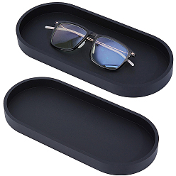 Noir Plateau de rangement en silicone, ovale, noir, 245x110x20mm