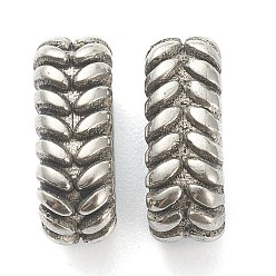 Argent Antique 304 acier inoxydable reliant bagues, ovale, rainuré, argent antique, 12.5x4.5x6.5mm, diamètre intérieur: 9x3.5 mm