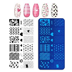 Сердце Устойчивые к потускнению 410 пластины для стемпинга ногтей из нержавеющей стали, шаблоны для ногтей, прямоугольные, цвет нержавеющей стали, сердце, 12x6x0.05 см