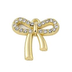 Золотой Подвески из сплава , с кристально горный хрусталь, бантом, золотые, 16x17x2.5 мм, отверстие : 1.2 мм