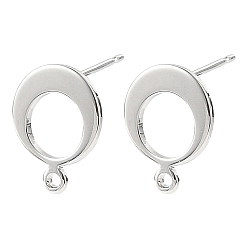 Platin Farbe Shegrace Messing-Ohrstecker-Verschlüsse, runden Ring, mit Schleife, cadmiumfrei und bleifrei und nickelfrei, langlebig überzogen, Platin Farbe, 13x10 mm, Bohrung: 1.3 mm, Stift: 11x0.7 mm