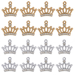 (52) Непрозрачная лаванда 40 шт. 2 цвета сплава, подвески со стразами и кристаллами, УФ-покрытием, корона, разноцветные, 18.5x20.5x3 мм, отверстие : 1.6 мм, 20 шт / цвет