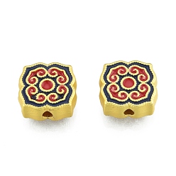 Matte Gold Color Alloy Enamel Beads, Matte Style, Flower, Matte Gold Color, 11x11x5mm, Hole: 1.8mm