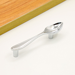 Платина Дверные ручки шкафа из цинкового сплава, кухонный ящик тянет ручки шкафа, форма ложки, платина, 112x23x21 мм