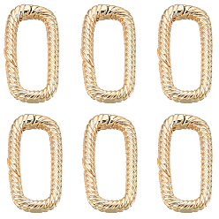 Настоящее золото 18K 8шт. латунные пружинные кольца-затворы, без кадмия, без никеля и без свинца, Twist овальные, реальный 18 k позолоченный, 18x9x2.5 мм