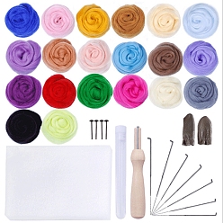 (52) Непрозрачная лаванда Наборы для валяния своими руками, с шерстяным войлоком, иглы для пробивания и глазки для начинающих, разноцветные, 250x170x100 мм