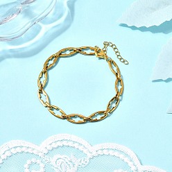 Настоящее золото 18K 304 браслеты из полой цепной цепи из нержавеющей стали для женщин, реальный 18 k позолоченный, 7-3/8 дюйм (18.8 см)