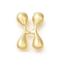 Letter H Стойки обшивки латунные бусины, письмо-шар, для изготовления именных ожерелий, долговечный, без свинца и без кадмия, реальный 18 k позолоченный, Письмо ч, 23.5x17.5x7 мм, отверстие : 2 мм