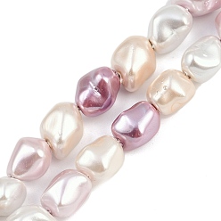 (52) Непрозрачная лаванда Гальванические оболочки жемчужные бусы пряди, самородки, разноцветные, 11~12x8~10x8~10 мм, отверстие : 1.5 мм, около 37 шт / нитка, 15.94'' (40.5 см)