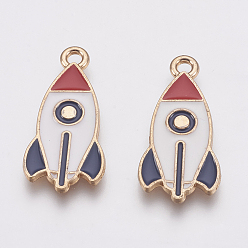 Colorful Zinc Alloy Enamel Pendants, Rocket, Golden, Colorful, 27.5x13x1.2mm, Hole: 2mm