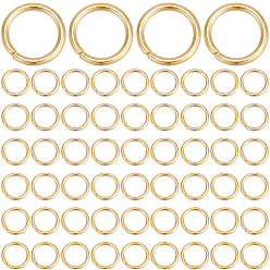 Настоящее золото 24K 300 шт. 304 открытые соединительные кольца из нержавеющей стали, круглые кольца, реальный 24 k позолоченный, 18 датчик, 8x1 мм, внутренний диаметр: 6 мм
