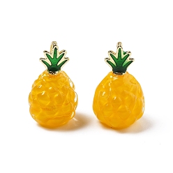Ананас Подвески из латуни ручной работы в технике лэмпворк, фруктовые прелести, ананас, 24x14x13 мм, отверстие : 1.5x6 мм