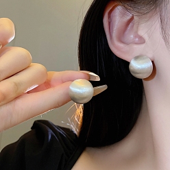 Flat Round Alloy Stud Earring, with Sterling Silver Pin and Resin, Golden, Flat Round, 22x22mm