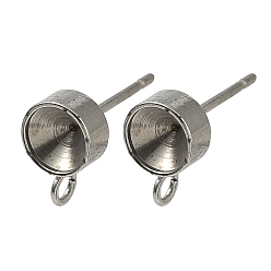 Нержавеющая Сталь Цвет Не тускнеет 201 серьги-гвоздики из нержавеющей стали, с петлей и 304 штифтами из нержавеющей стали, цвет нержавеющей стали, пригодный для стразов 6 мм, 6 мм, отверстие : 2 мм, штифты : 0.8 мм
