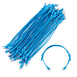 Teal 20Pcs Adjustable Korean Waxed Polyester Cord Bracelet Making, 304 Stainless Steel Jump Rings, Stainless Steel Color, Teal, 9-1/4 inch(23.5cm)