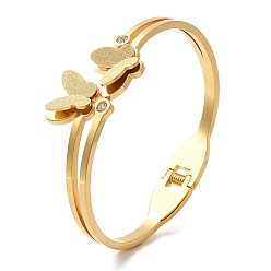 Золотой Регулируемая бабочка вакуумное покрытие 304 браслеты из нержавеющей стали для женщин, золотые, внутренний диаметр: 1-3/4x2-3/8 дюйм (4.6x6 см)