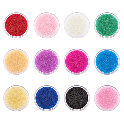 Color mezclado Microperlas transparentes de cristal para decoración de uñas 3 d diy, mini bolas de bolas, diminutas cuentas de uñas caviar, color mezclado, 0.6~0.8 mm, 12 colores, 20 g / color, 240 g / sistema