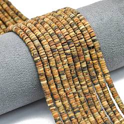 Пейзажный Джаспер Естественного изображения яшмы бисер нитей, матовые, дисковые бусы, Heishi бусы, 4x1.5 мм, отверстие : 0.8 мм, около 239~241 шт / нитка, 15.35 дюйм (39 см)