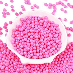 Ярко-Розовый Непрозрачная выпечка окрашены стеклянные бусины, круглые, ярко-розовый, 5.5x4.5~5 мм, отверстие : 1 мм, Около 2500 шт / фунт