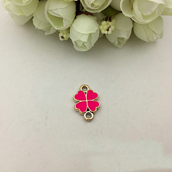 Светло-Вишневый Соединители ccb пластиковые ссылки, с эмалью, золотые, клевер, светло-вишневый, 22x14.5x3 мм