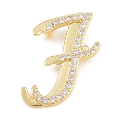 Letter F Pendentifs en laiton zircon cubique transparent, charmes de lettre, plaqué longue durée, crémaillère plaquage, sans plomb et sans cadmium, réel 18 k plaqué or, lettre f, 24x20x6.5mm, Trou: 3mm