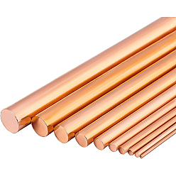 Red Copper 10Pcs 10 Style Pure Copper Sticks Rods, Column, Red Copper, 10x0.1~0.8cm, 1pc/style