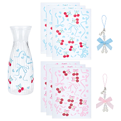 (52) Непрозрачная лаванда 2 шт. 2 цветные ремешки для мобильных телефонов из полиэстера с бантом, сплава и акрила, 6 листы 2 цветные наклейки с изображением вишневого питомца из пластика, разноцветные, 164x110x0.4 мм