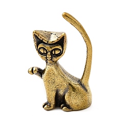 Античная Бронза Латунные фигурки кошек миниатюрные статуэтки для домашнего офиса украшение рабочего стола, античная бронза, 23x11.5x35.5 мм