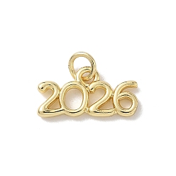 Настоящее золото 18K Латунные подвески, число 2026, стойки покрытие, долговечный, без свинца и без кадмия, реальный 18 k позолоченный, 8.5x16.5x2 мм