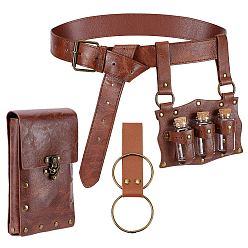 Brun De Noix De Coco Ceintures en simili cuir PU, avec une bouteille en verre, accessoires en alliage, nouer une ceinture à la taille, ceinture sans boucle, brun coco, 1226x35.5mm