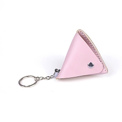 Pink Imitation Leather Mini Triangle Women's Wallet Keychian, with Metal Key Ring, Pink, 23.5x7.7cm