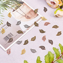 (52) Непрозрачная лаванда Сплавочные подвески тибетского стиля, лист, разноцветные, 18x10.5x1.5 мм, отверстие : 1.2 мм