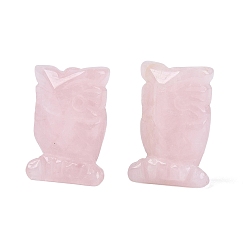 Cuarzo Rosa Figura de búho de cuarzo rosa natural, Piedra energética de Feng Shui como regalo para la decoración del escritorio de la oficina en casa, 26~28x18~20x11.5~13 mm