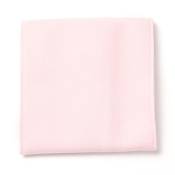 Pink Square Velvet Jewelry Bags, with Snap Fastener, Pink, 10x10x1cm