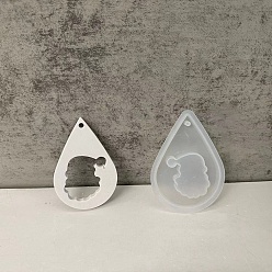 Santa Claus DIY силиконовые формы для кулона, формы для литья смолы, для уф-смолы, изготовление ювелирных изделий из эпоксидной смолы, слеза, на Рождество, белые, Дед Мороз, 82.5x59x8 мм, отверстие : 2 мм