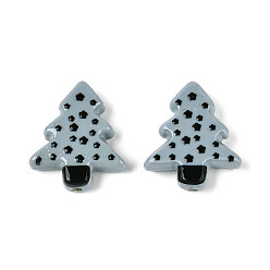 Светло-серый Непрозрачные смоляные бусины с рождественским принтом, рождественская елка со звездным узором, светло-серый, 25x21~21.5x6 мм, отверстие : 1.2~1.4 мм