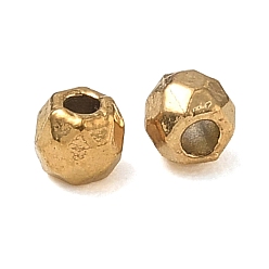 Chapado en Oro Real 18K 304 bolas de acero inoxidable, facetados, rondo, revestimiento de iones (ip), real 18 k chapado en oro, 4x3 mm, agujero: 1.4 mm